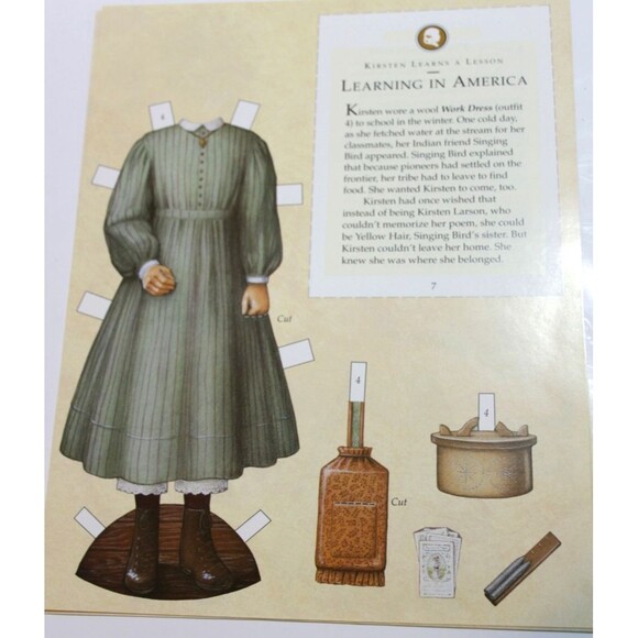 American Girl Kirsten Paper Dolls Kit Cut Out Old Fashioned Outfits Pleasant Co - Picture 6 of 13